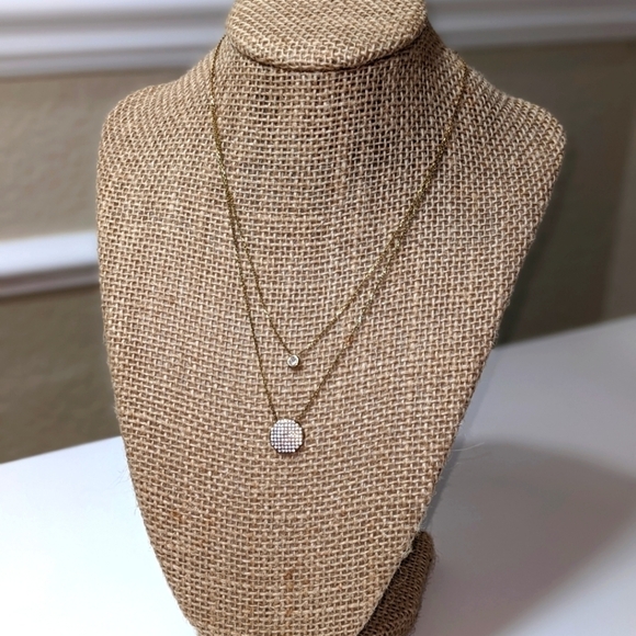 Tiered Gold Chain Necklace with Diamond Accents - Picture 1 of 6
